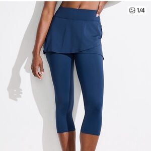 LANDS’ END Size Medium 10 12 Modest Navy Swimsuit Bottom with Skirt & Leggings